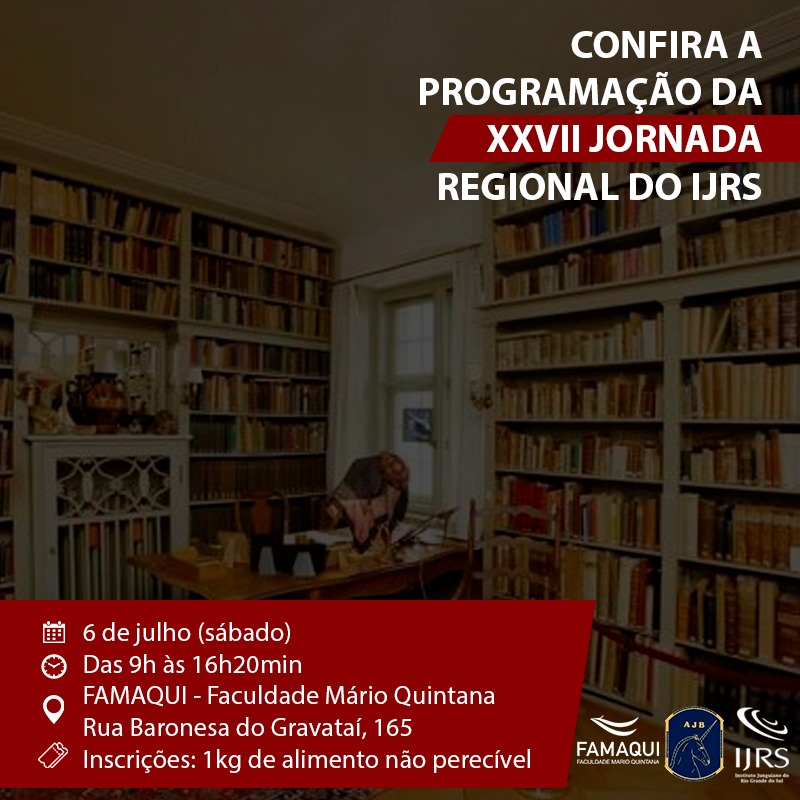 XXVII Jornada Regional do IJRS será dia 6 de julho